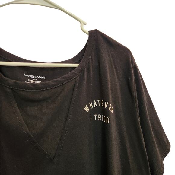 Lane Bryant Black Short Sleeve Whatever I Tried Graphic T-Shirt Casual Top 26/28 - Picture 3 of 6